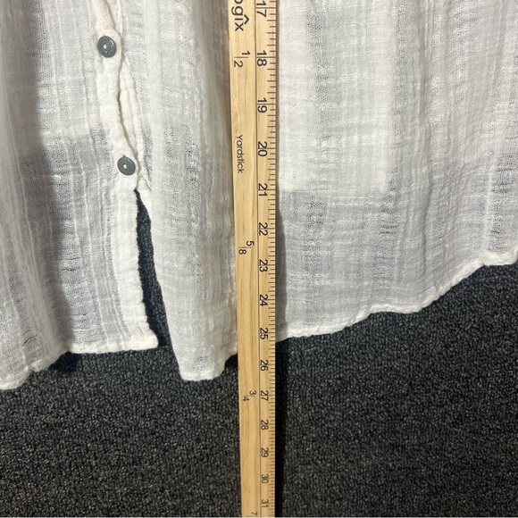 Free People White and Blue Loose Button-Up Blouse 100% Cotton, Women’s Large - Picture 6 of 9